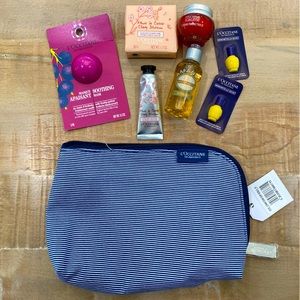 L’Occitane 8 bundle skincare bag with zipper pouch serum cream mask